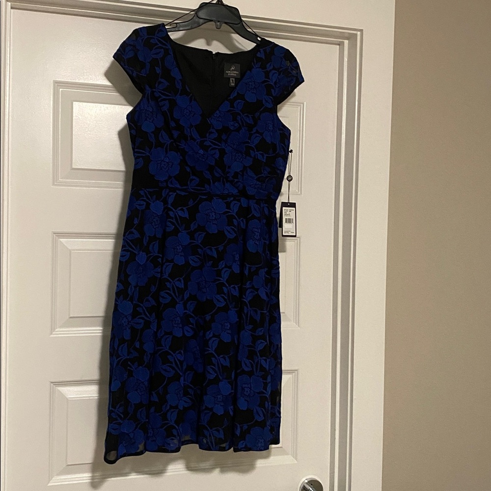 Adrianna Papell Black and Blue Floral Dress